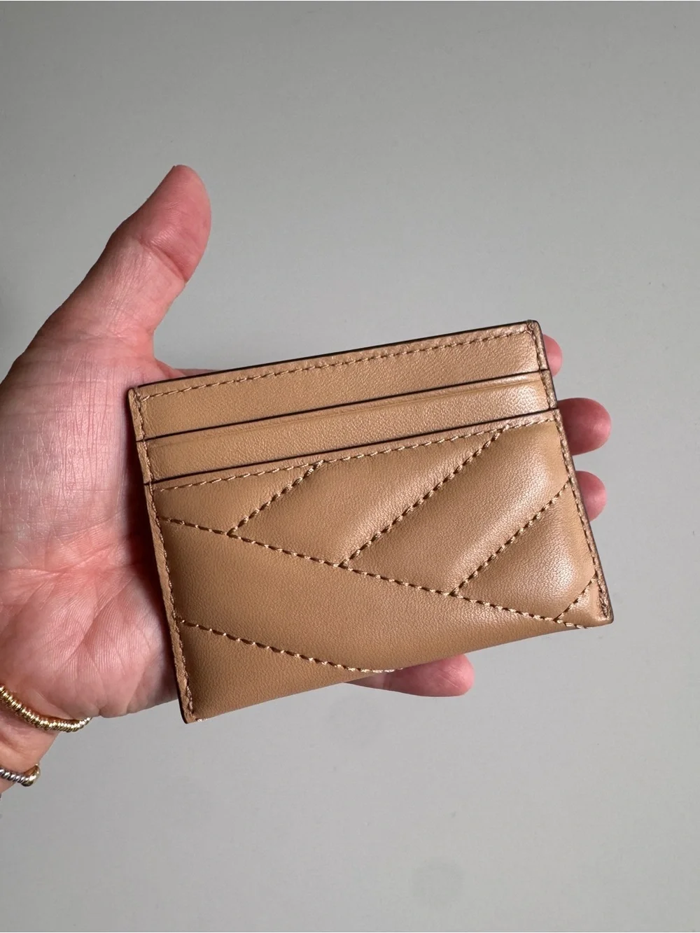 Tory Burch Kira Quilted Leather Card Holder with Gold Logo